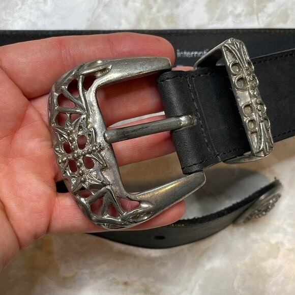 Vintage Express Compagnie Internationale goth leather belt by Linea Pelle main image 9